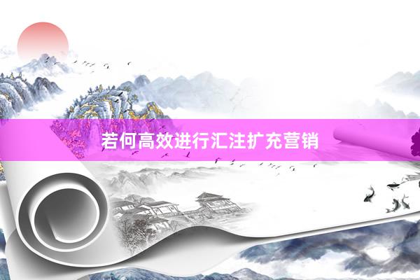 若何高效进行汇注扩充营销